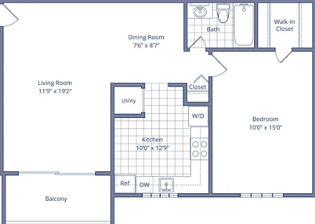 Bel Air - 1b 1b 683sqft A1 Bel Air - 1b 1b 683sqft A1
