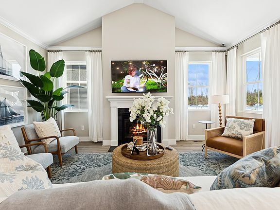 Great room with vaulted ceiling