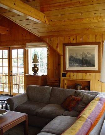 Livingroom with french doors to deck.