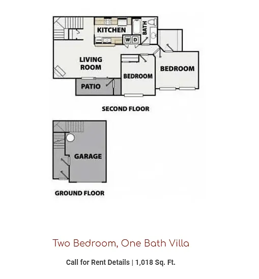 Floor plan 2 Bedroom, 1 Bathroom