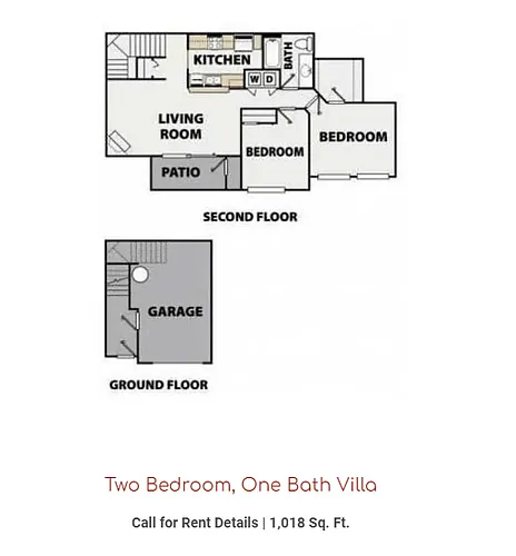 Floor plan 2 Bedroom, 1 Bathroom