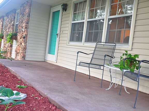 Newly stamped concrete porch