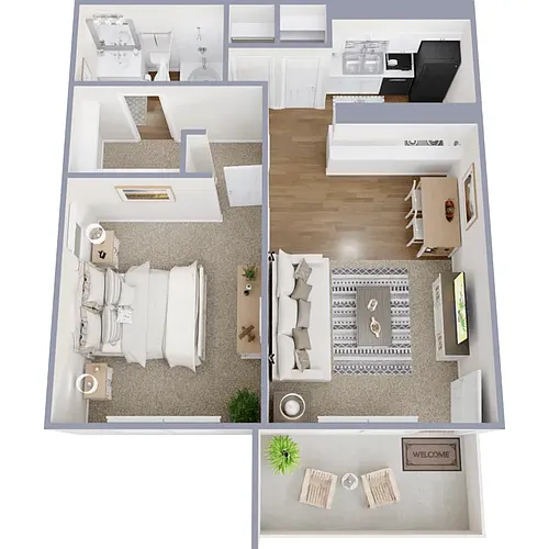 Floor plan 1 Bedroom 1 Bath Classic