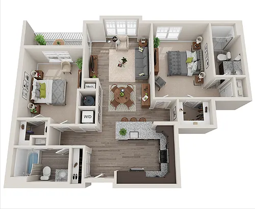 Floor plan Type D- Two Bedroom