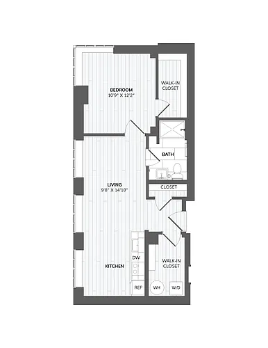 Floor plan 1 Bed 1 Bath-C2b