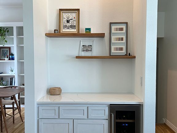 Dry Bar with wine fridge and quartz countertop