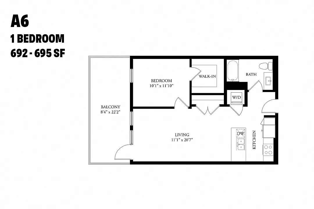 Floor plan One Bedroom A6
