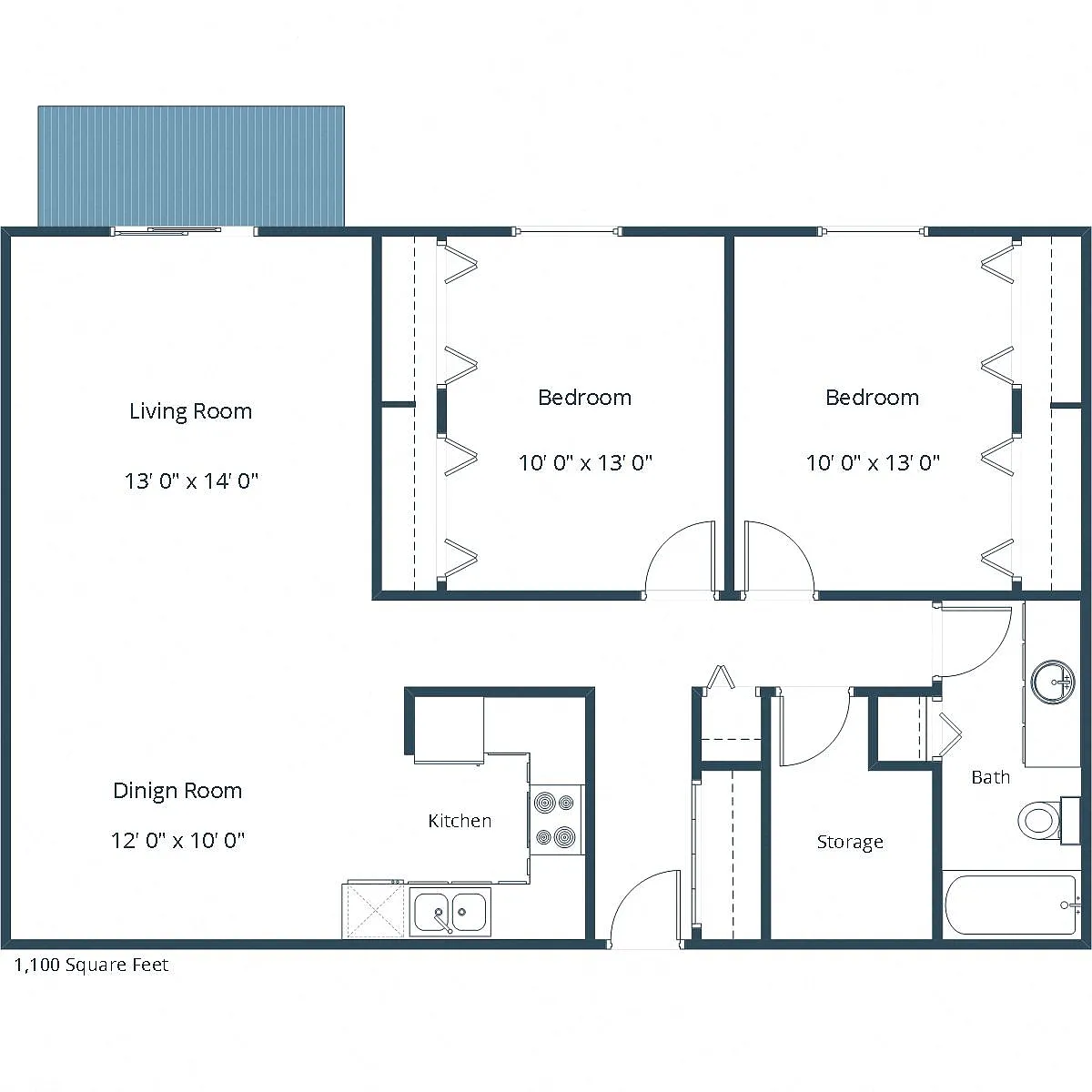 Floor plan Two Bedroom 21A