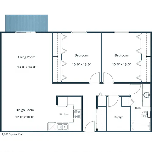 Floor plan Two Bedroom 21A