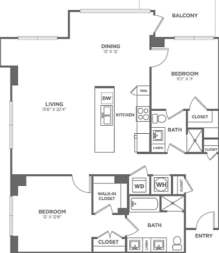Two Bedroom Two Bath (1,274 SF) Two Bedroom Two Bath (1,274 SF)