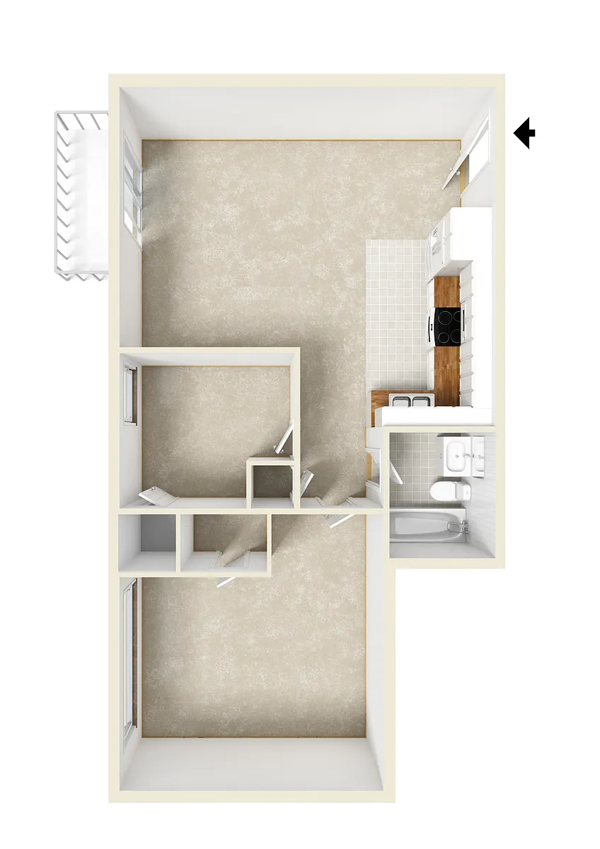 Floor plan 2-Bedroom Unfurnished