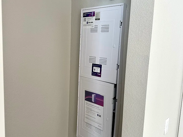 Equipment pre-installed for easy sign-up process with internet provider. Tenant pays, direct with vendor.