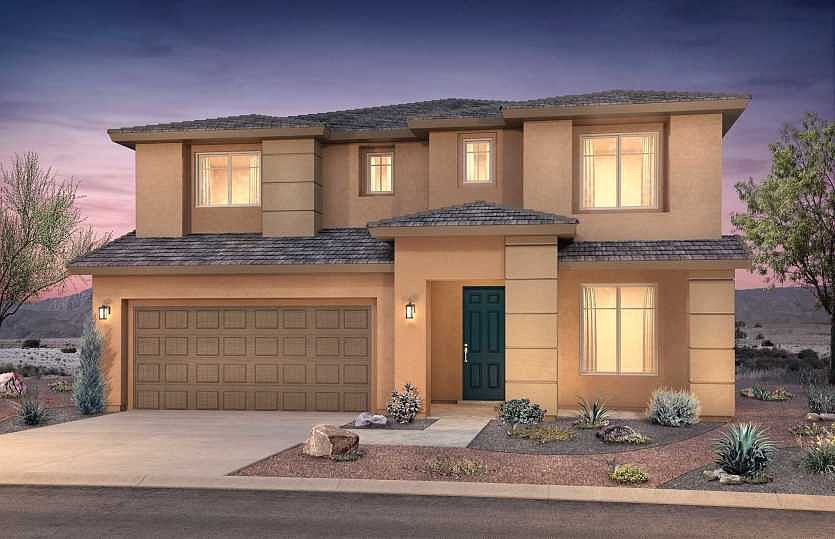 The Monza home design features three exterior design choices and several stucco colors to choose fro
