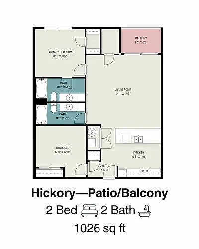Floor plan Hickory with Patio/Balcony