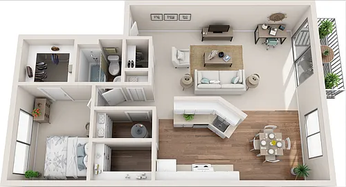 Floor plan 1x1 Meadowbrook
