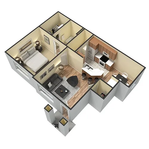 Floor plan One-bedroom One Bath