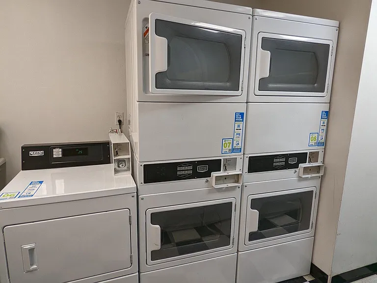 Secure Laundry room. Can pay with phone app and know when your laundry is done!