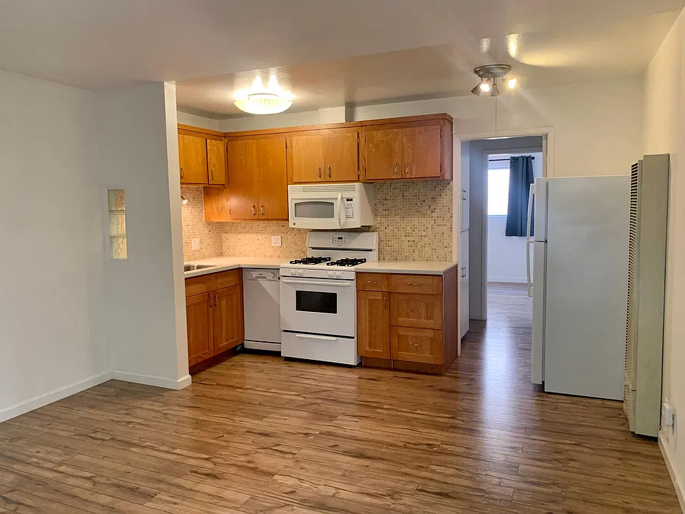 Entry to apartment- living room and kitchen