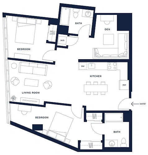 Floor plan 2 Bed/2 Bath-G