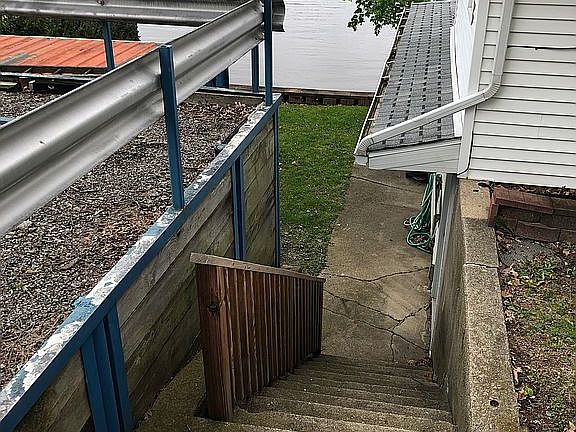 Stairs down to deck and back