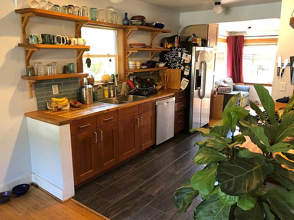 Newly remodeled kitchen with open shelving