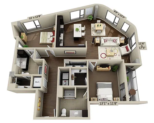 Floor plan Two Bedroom B2X