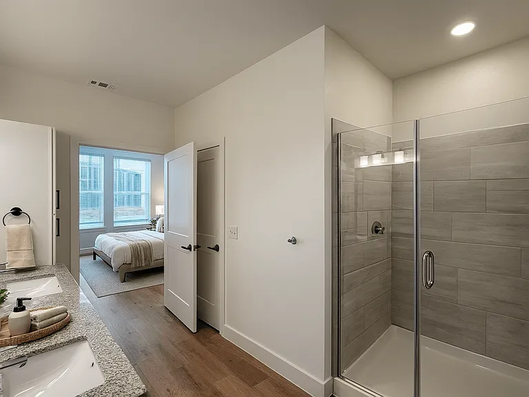 Easy-to-use walk-in shower and sleek design for everyday convenience.