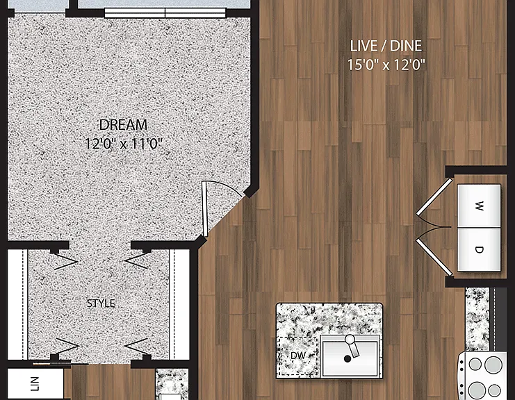 A2 | 1 bed/1bath A2 | 1 bed/1bath