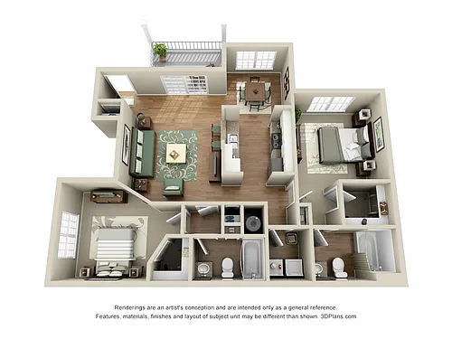 Floor plan B1 - Two Bedroom, Two Bathroom