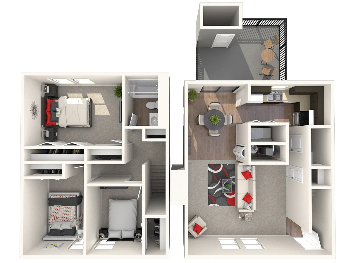 Floor plan 3 Bedroom Townhome