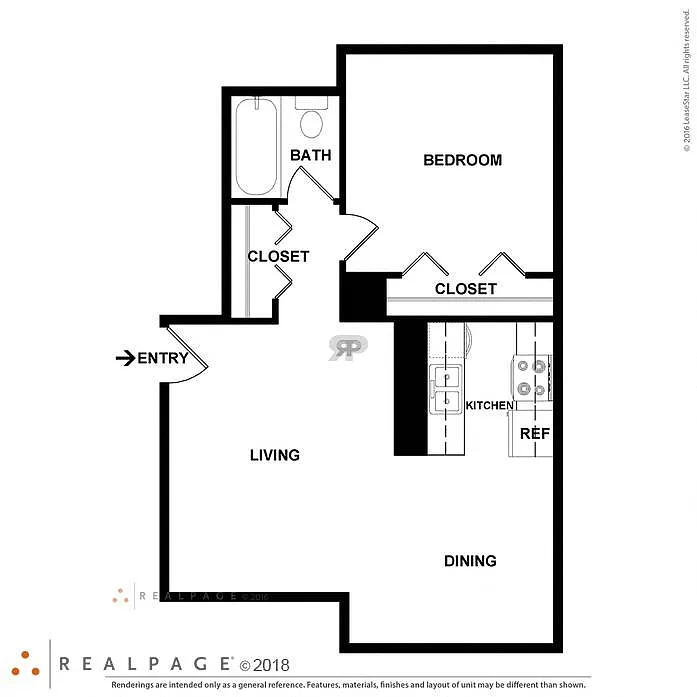 Floor plan 1 Bed 1 Bath
