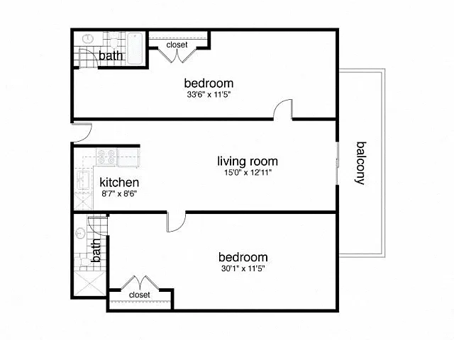 Floor plan 2 Bed 2 Bath