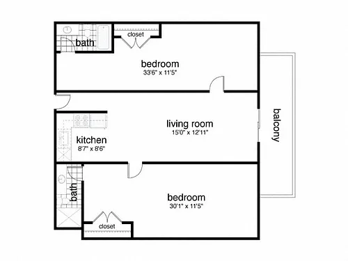 Floor plan 2 Bed 2 Bath