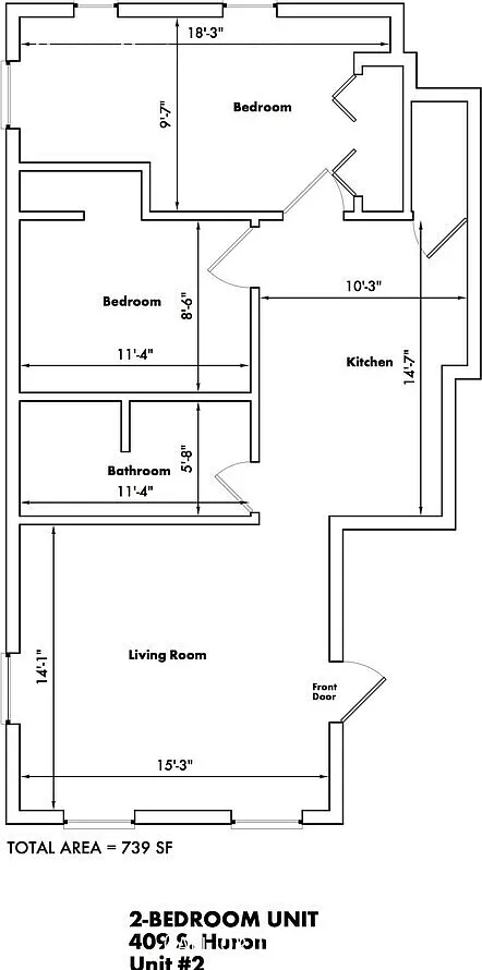 2 bed, 739 sqft, $1,400 — Photo 2
