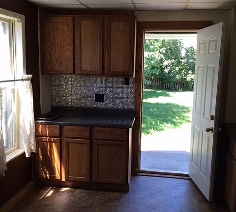 Kitchen and back yard of 222