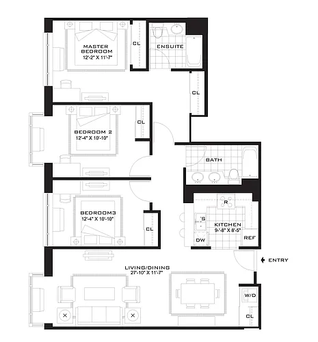 Floor plan AQUABLU - 3 Bedrooms Two Bathroom