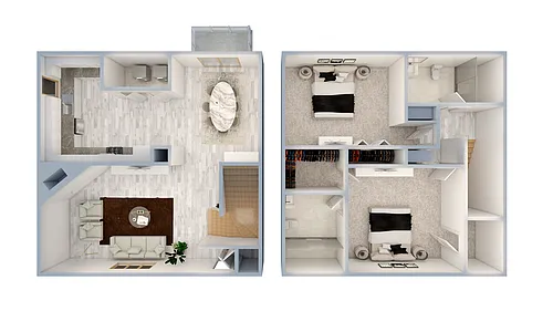 Floor plan B1-2x2TH Renovated