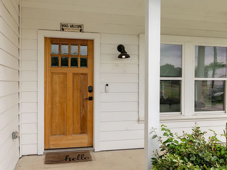 Private entrance with ring camera.