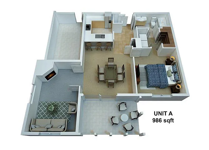 Floor plan 1 Bedroom / 1 Bathroom /w Den