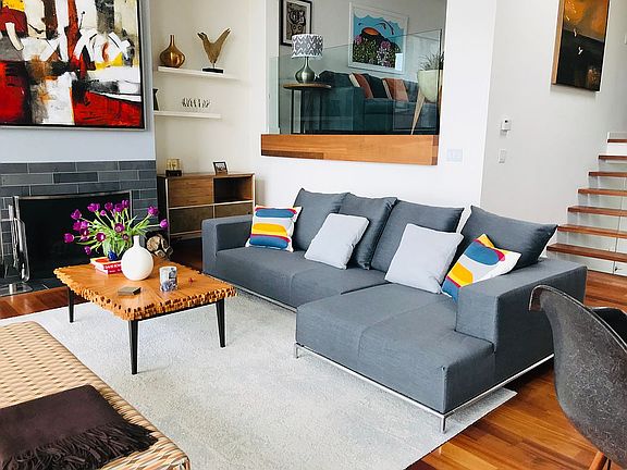living room with fireplace