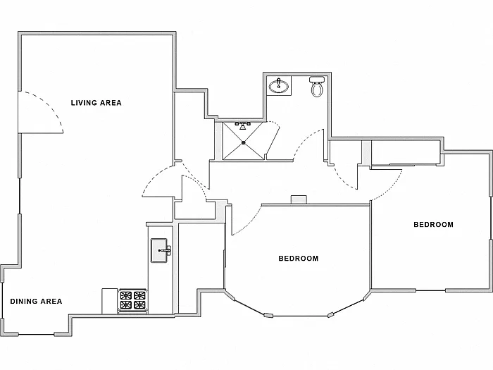 Floor plan 2 Bed / 1 Bath: Type A