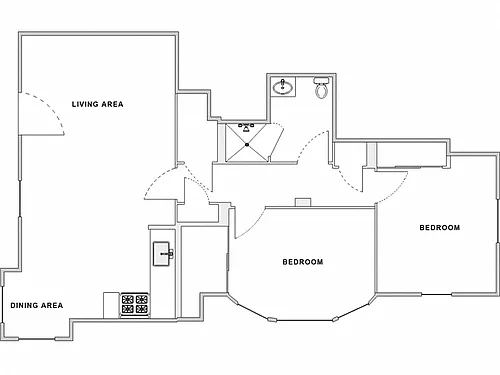 Floor plan 2 Bed / 1 Bath: Type A