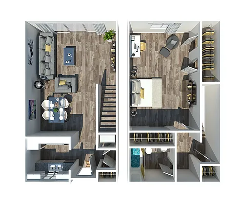 Floor plan 1 Bedroom Townhome