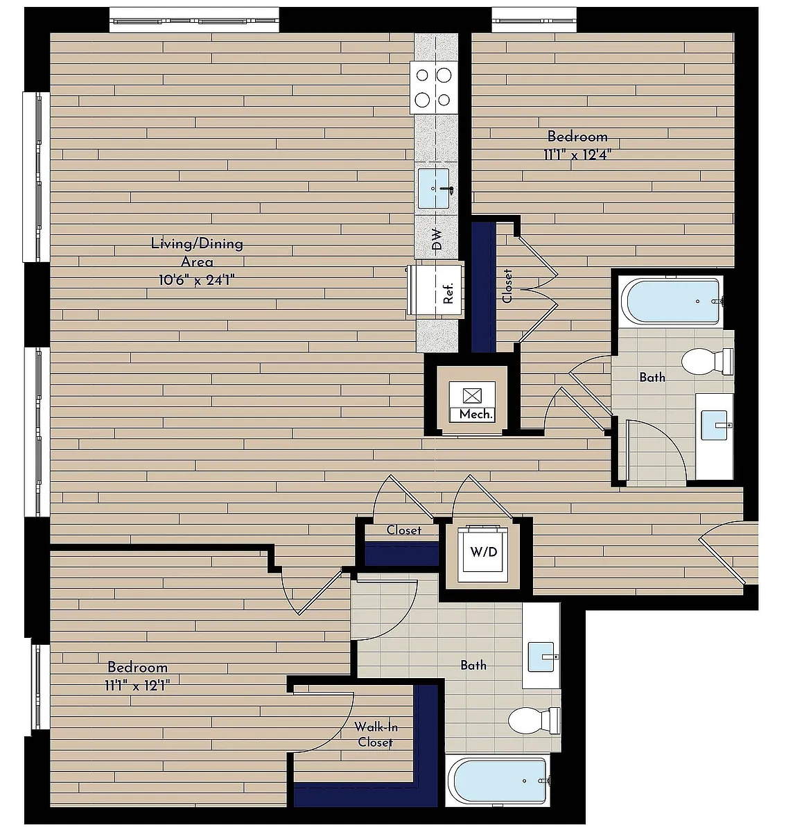 Floor plan B 2BR-G