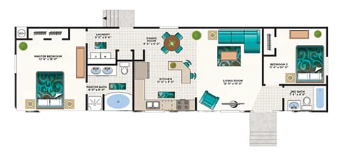 Floor plan 3-Bedroom 2-Bath Solitaire Home