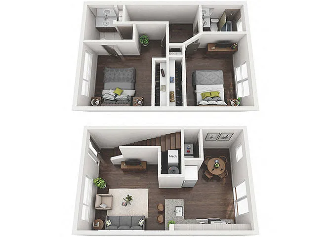 Floor plan 2x2 Townhome
