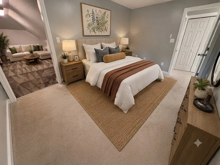 Bedroom 2 w/ a bonus room inside- upstairs-Pic 1-Virtually Staged