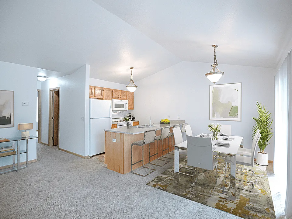 High Vaulted Ceilings & Brushed Nickel Lighting Fixtures