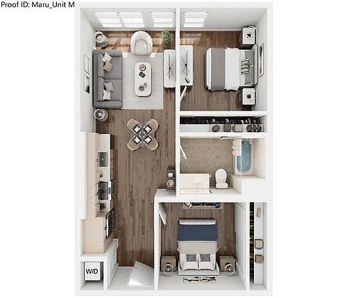 Floor plan M - 1 Bedroom 1 Den