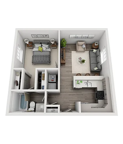 Floor plan 1 Bed/1 Bath Club RC Unit